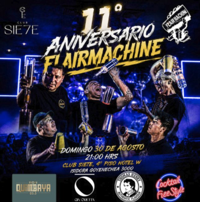 Flyer 11° Aniversario Flairmachine · Domingo 30 de agosto