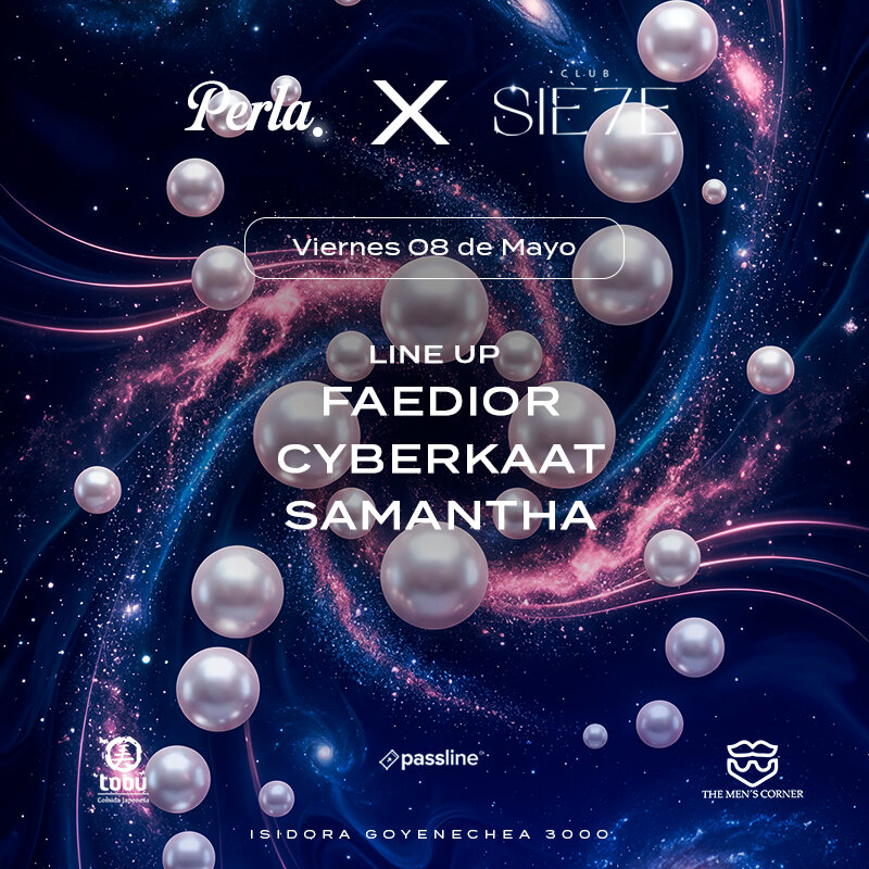 Flyer Perla x Club Sie7e · Viernes 8 de mayo